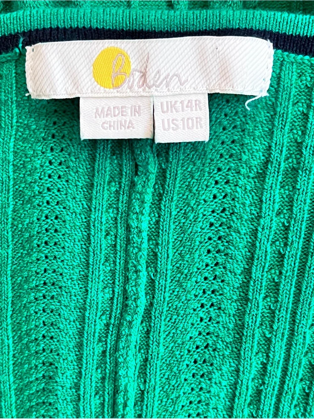 Boden Green V-Neck Twist Knit Midi Dress Size 10 - Picture 9 of 10